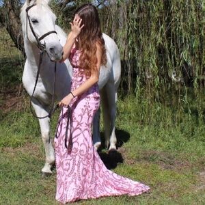 Gorgeous strapless pink majestic sparkly prom dress